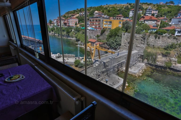 The castle walls and the sea, seen from the window