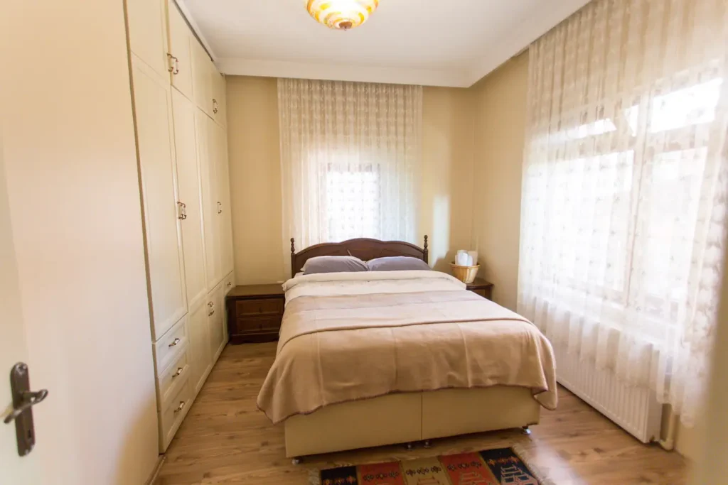 The main bedroom, with wardrobe and double bed